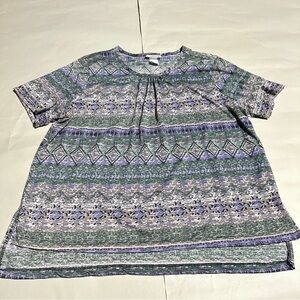 RonWorth Women’s Top Size MP Multicolor Tribal Print Blouse Pre-Owned USA